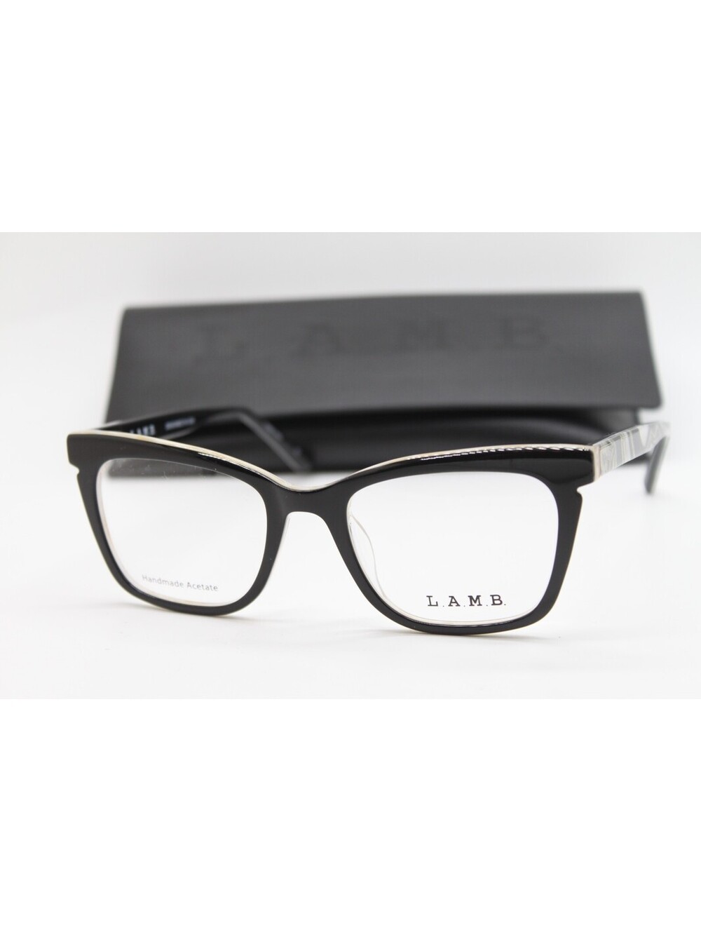 NEW L.A.M.B. LA126 BLK BLACK BONE AUTHENTIC EYEGLASSES W/CASE 52-20